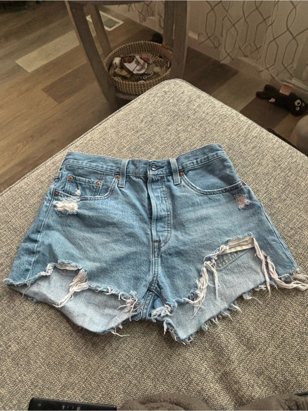 Levi's Light Blue Distressed Denim Cutoff Shorts